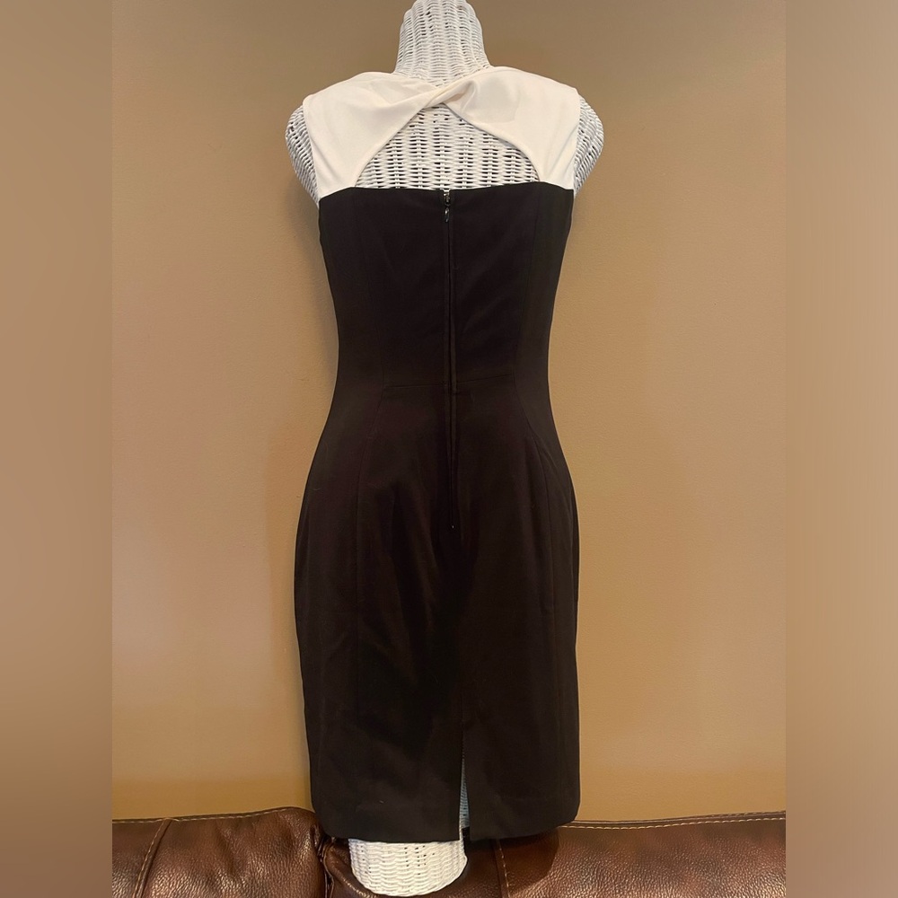 H&M black sheath dress with white twist and cutout